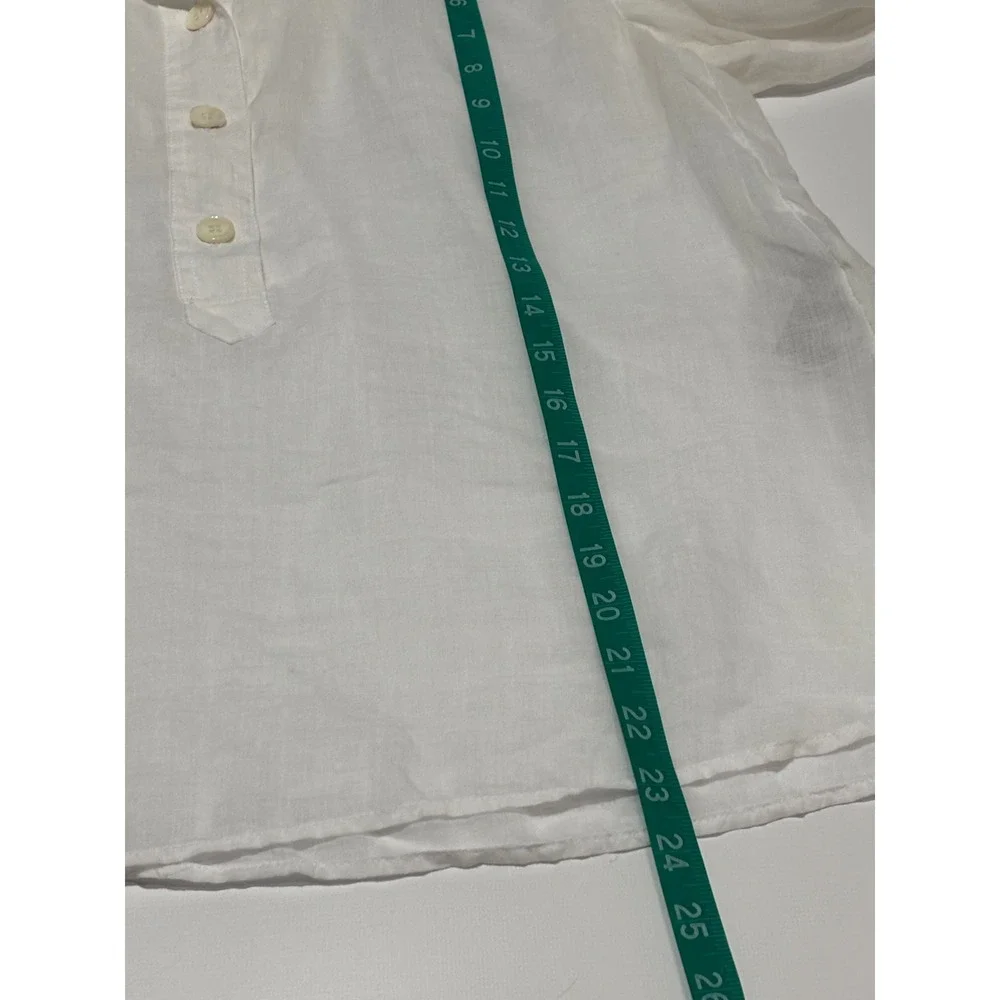 Banana Republic White Mandarin Collar Button Front Sheer Blouse Top Women's Sz S - Picture 8 of 9